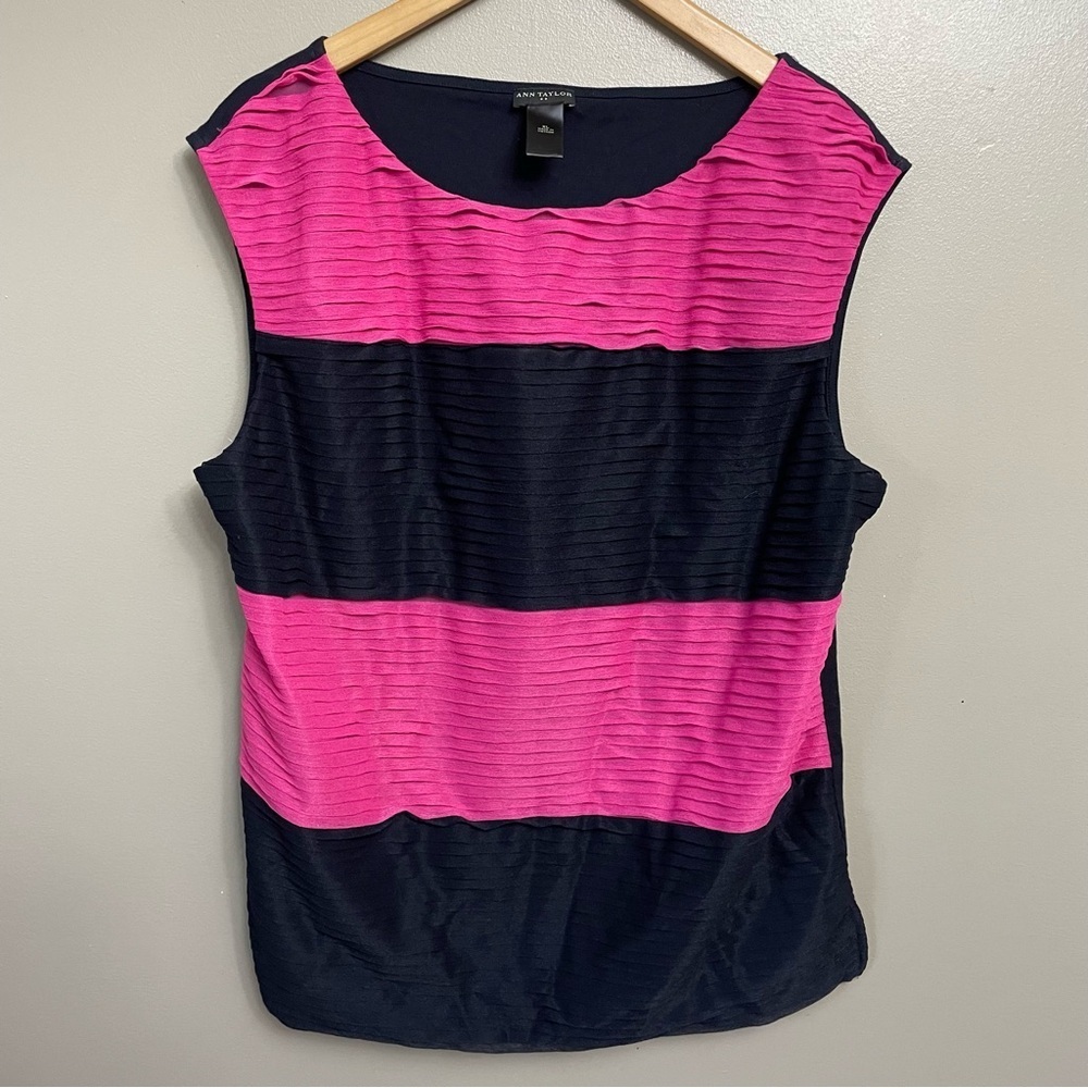 Ann Taylor women’s XL Top Pink Stripe Textured workwear feminine